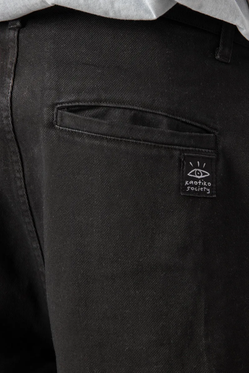 Pantalon urbain décontracté brodé Noir