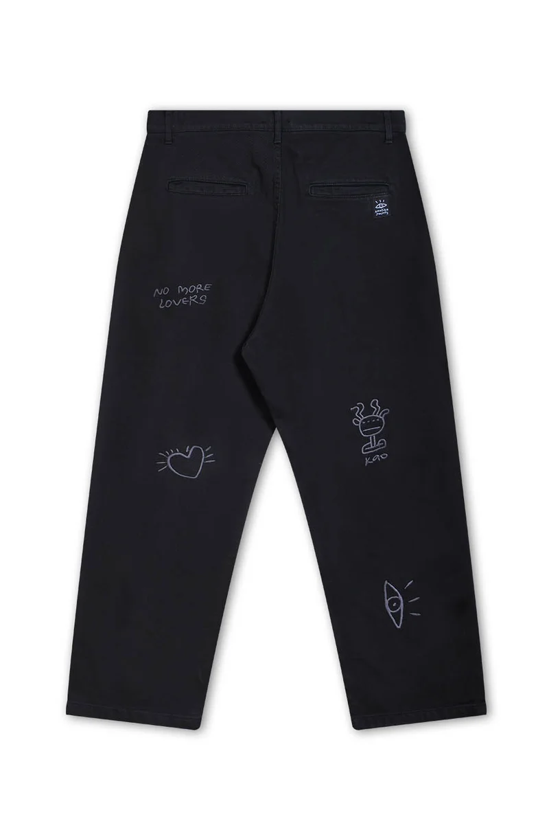 Pantalon urbain décontracté brodé Noir