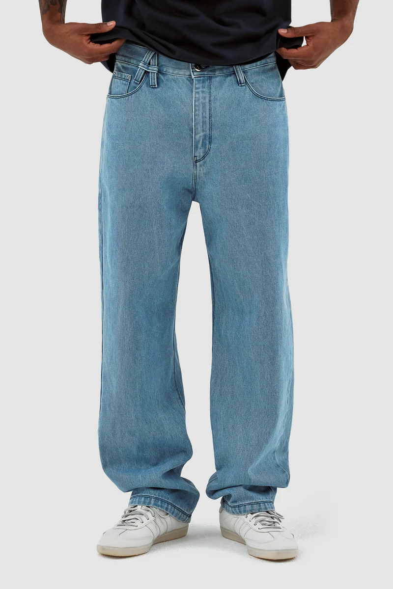 Poage Belt Detail Pants - Denim Bleach