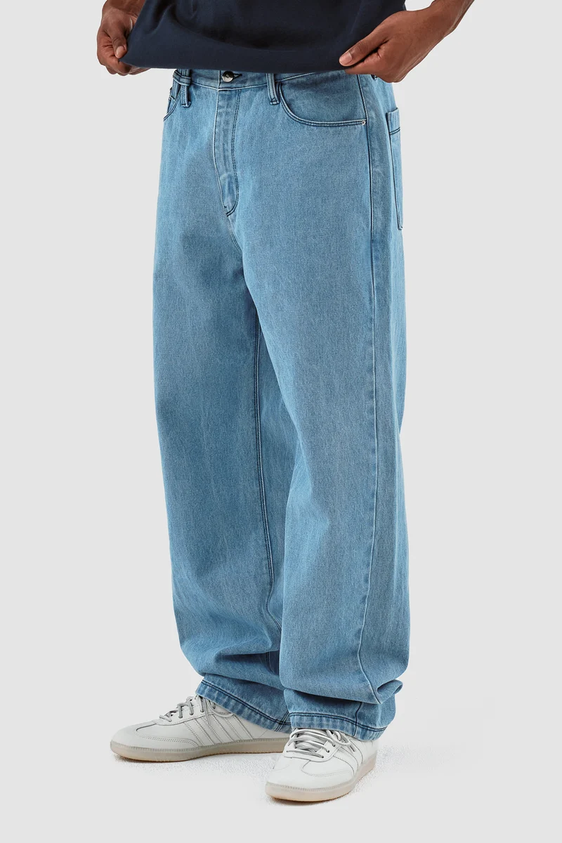 Poage Belt Detail Pants - Denim Bleach