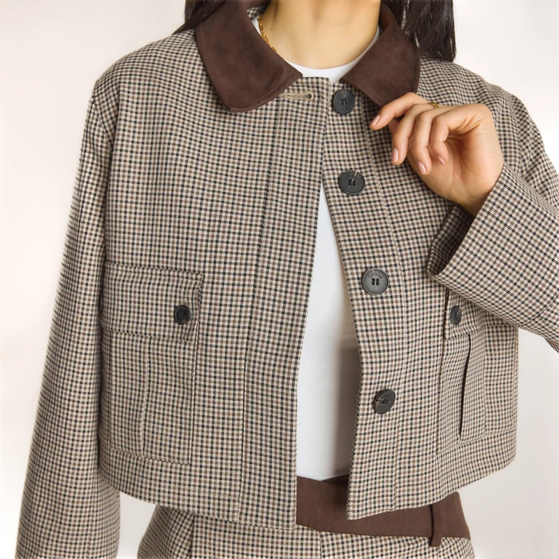 Veste Pied-de-Poule - Marron
