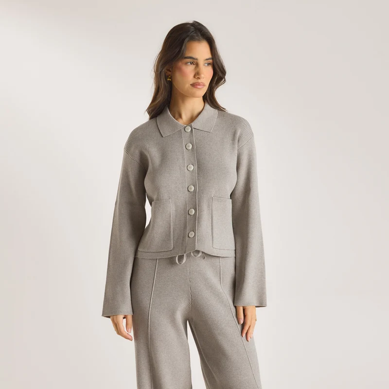 Chemise Oversize en Tricot - Gris Chaud