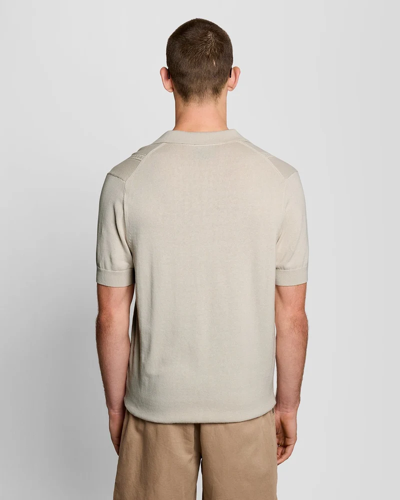 Open Collar Argyle Knitted Polo Shirt