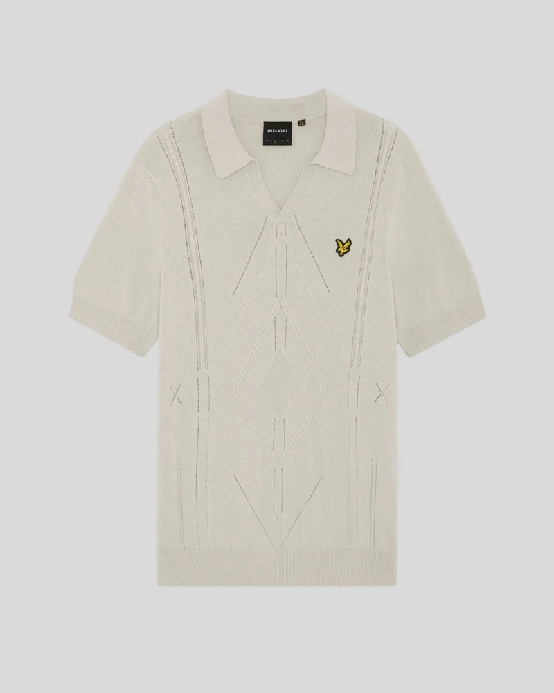Open Collar Argyle Knitted Polo Shirt