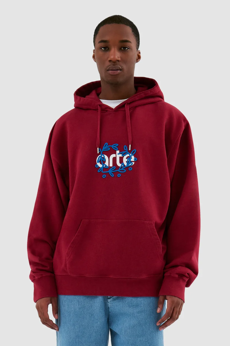 Hank Arte - Sweat à capuche sur le devant - Bordeaux