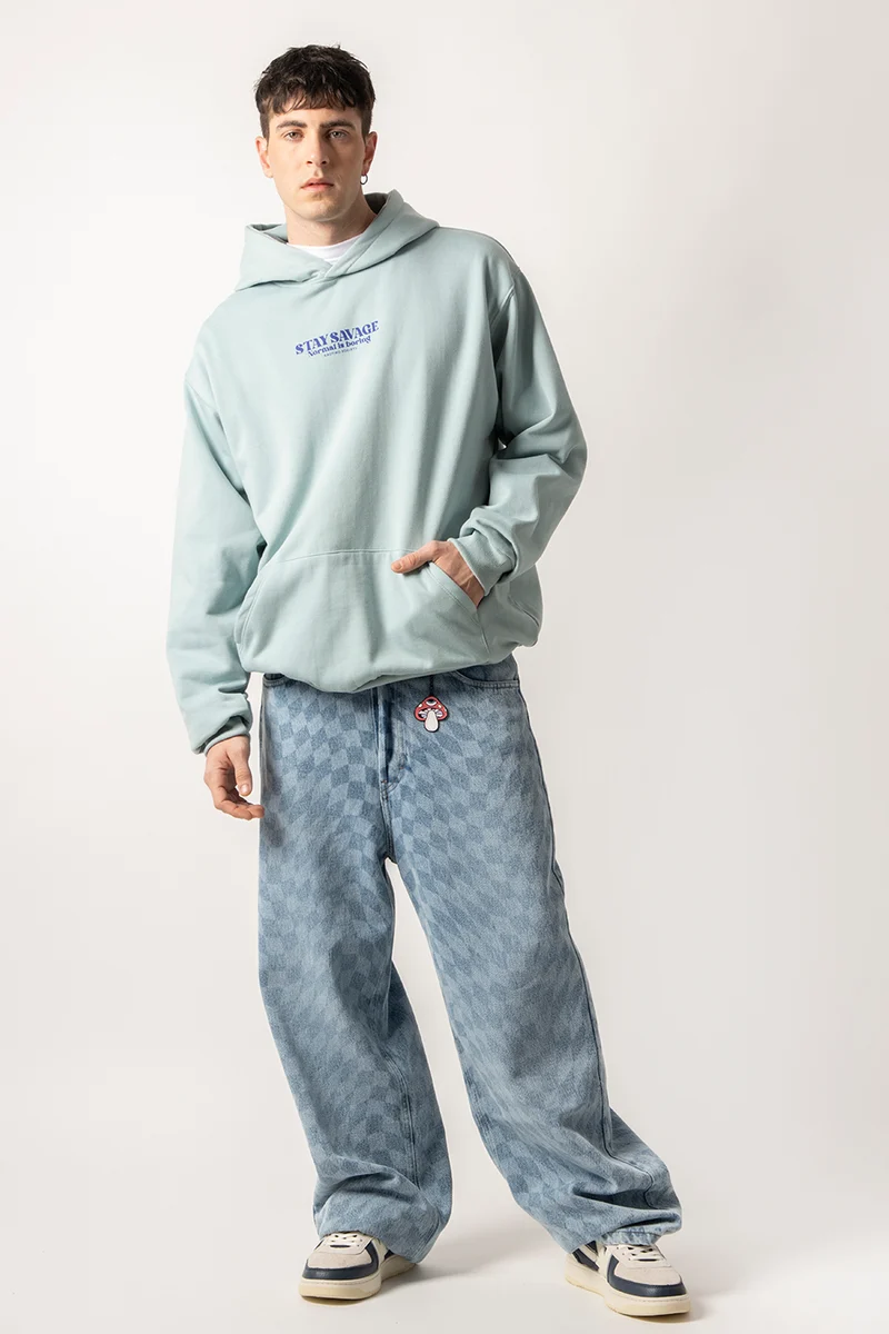 Pantalon en jean à carreaux laser