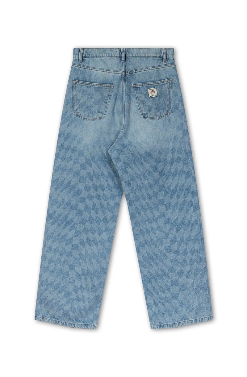 Pantalon en jean à carreaux laser