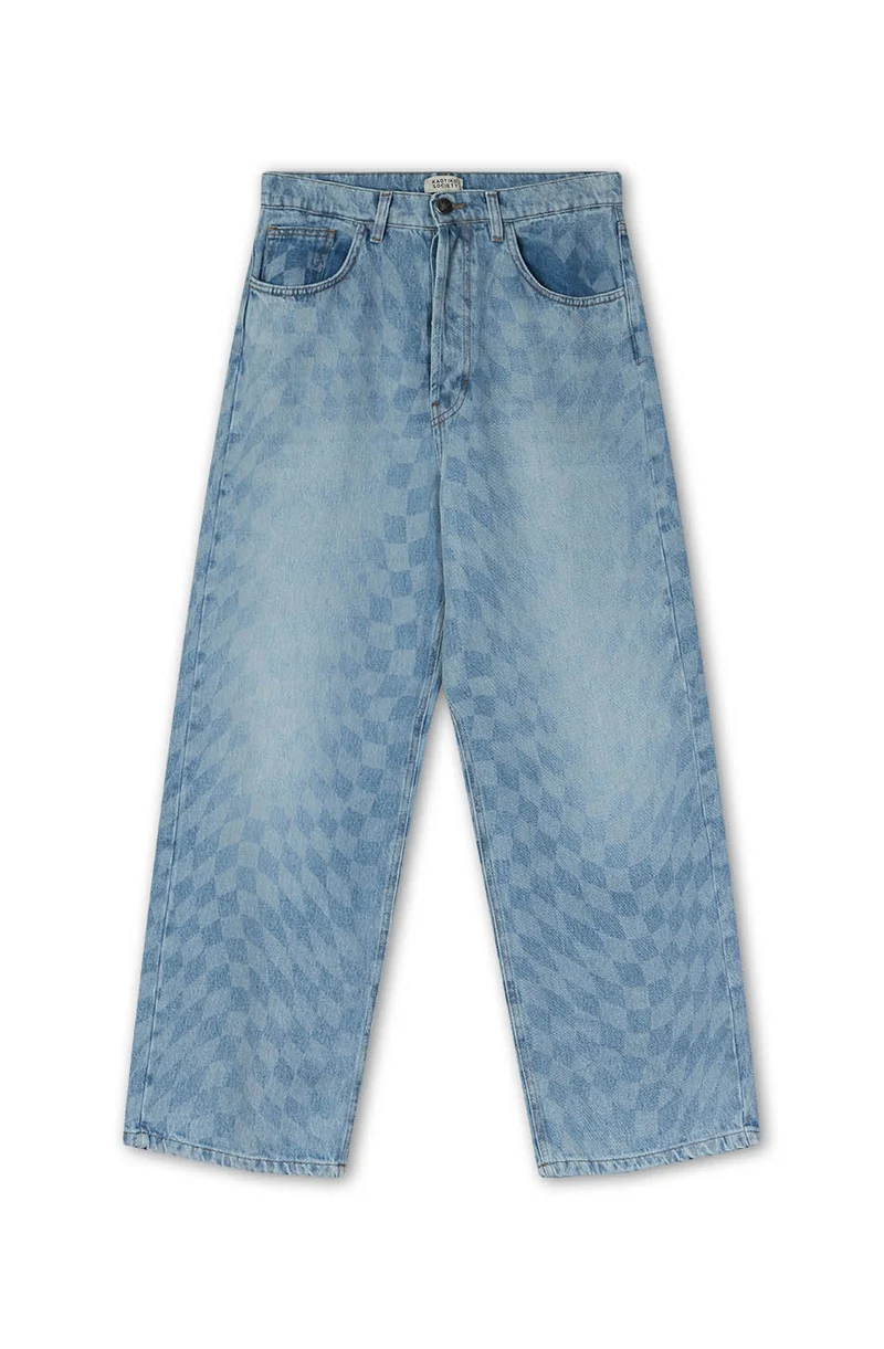 Pantalon en jean à carreaux laser