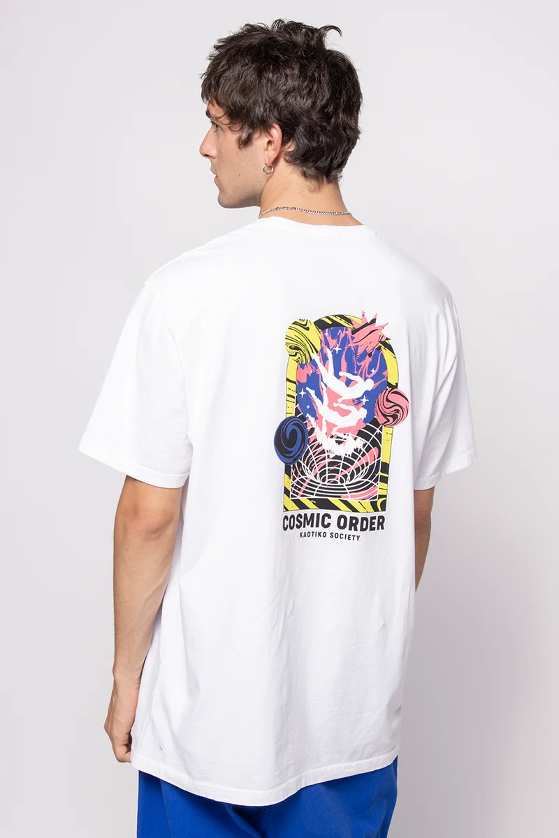 Tee-shirt Washed Cosmic Order White
