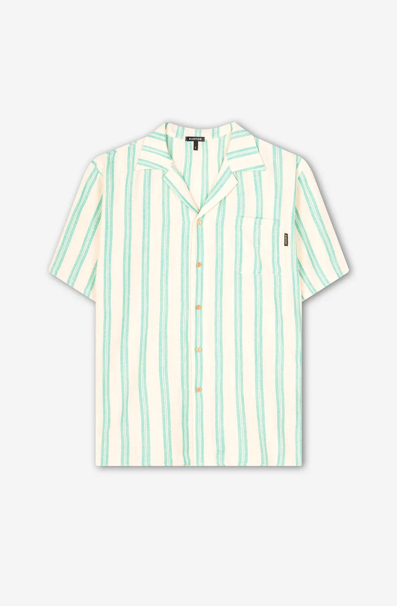 Ozan - Chemise à rayures - Ivoire/ aqua