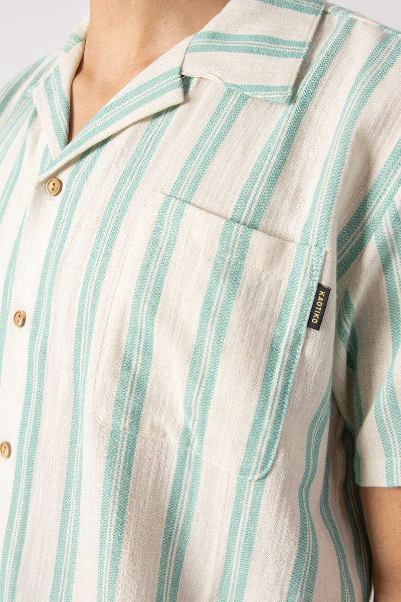 Ozan - Chemise à rayures - Ivoire/ aqua
