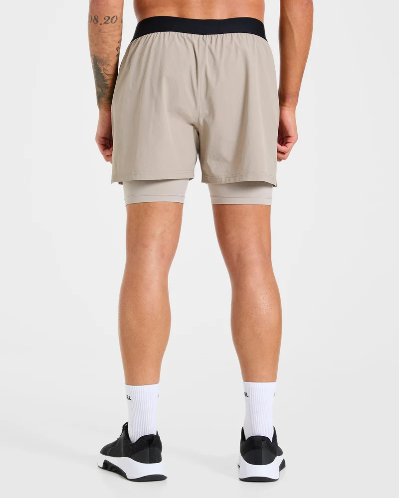 Signature 2 in 1 Shorts - Stone