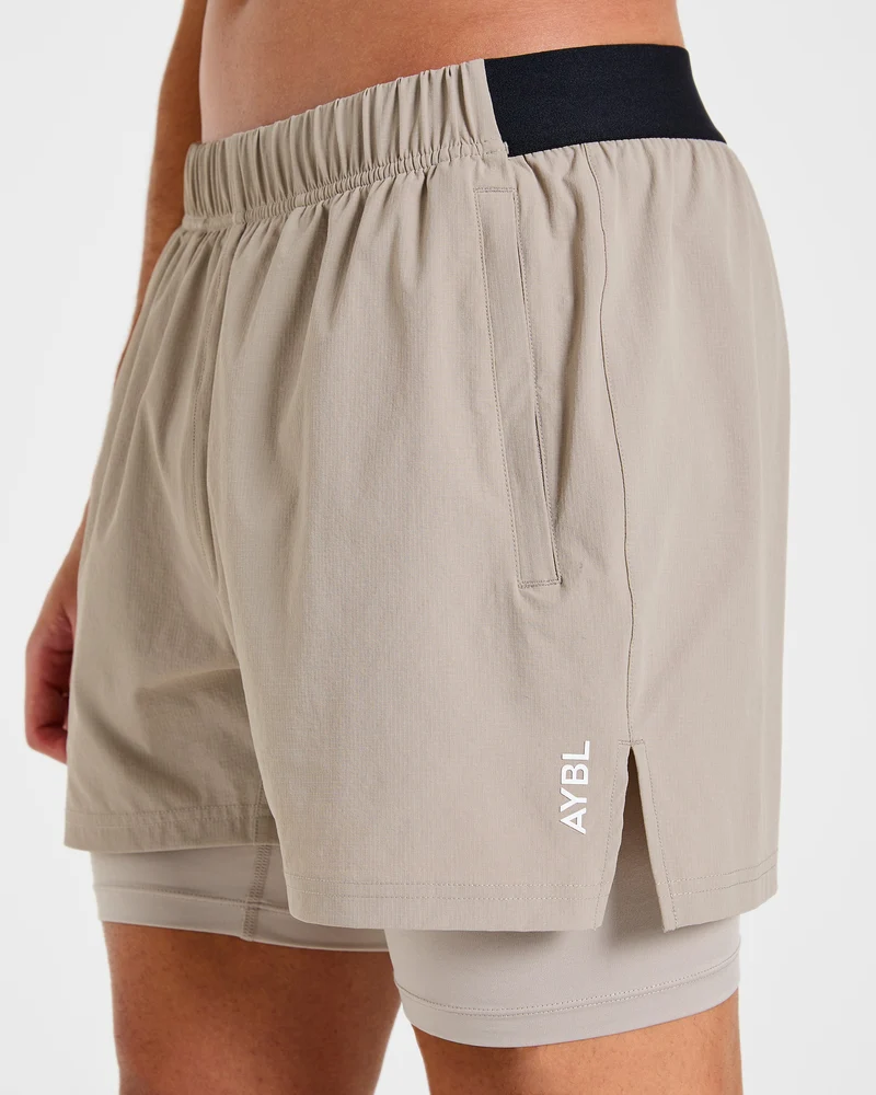 Signature 2 in 1 Shorts - Stone