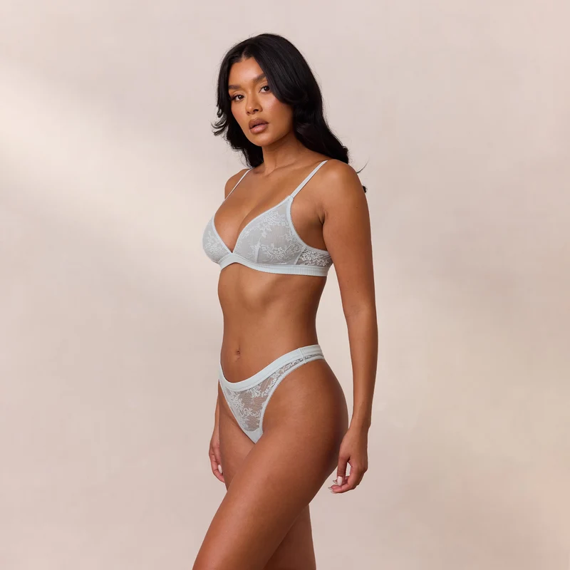 Brassière Lace Triangle - Bleu