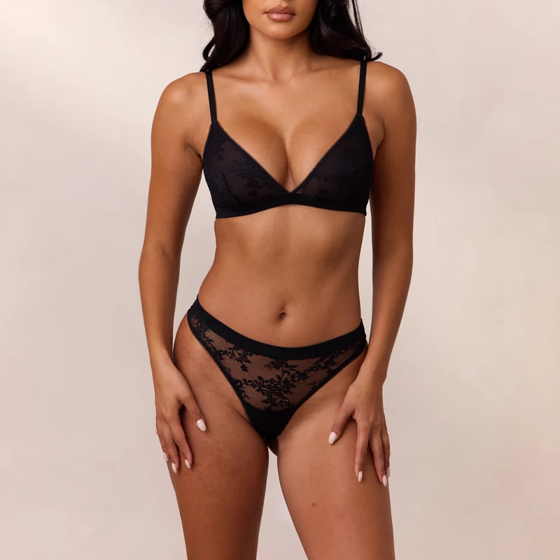 Brassière Lace Triangle - Noir