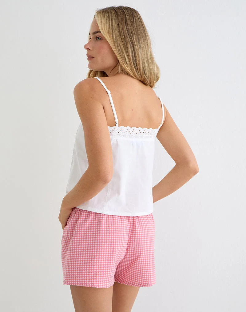 Boxer East, motif mini-vichy couleur pêche