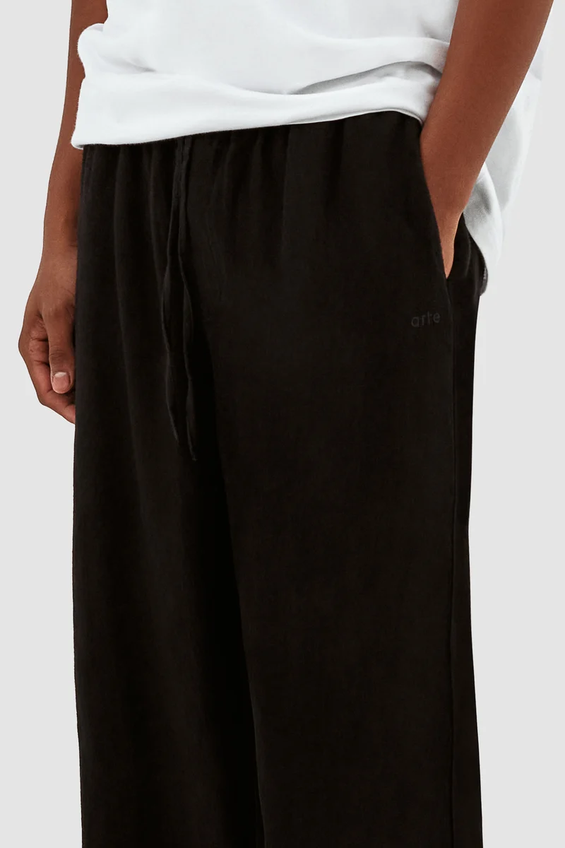 Jan Linnen Pantalon - Noir