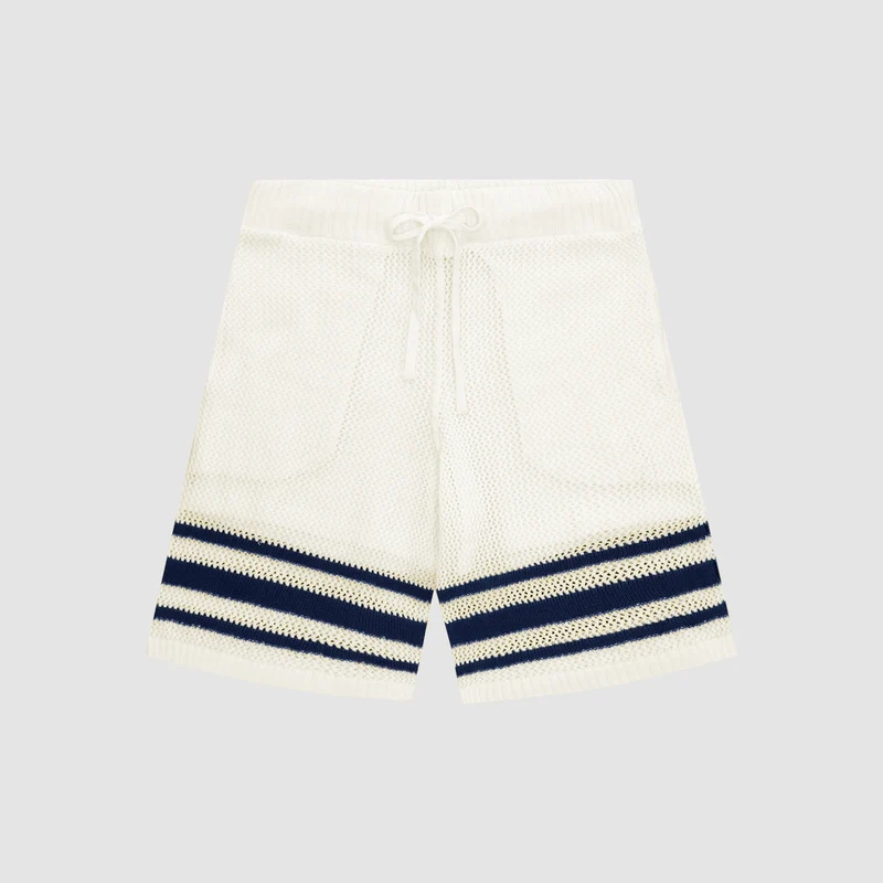Short à rayures en tricot Shane - Blanc