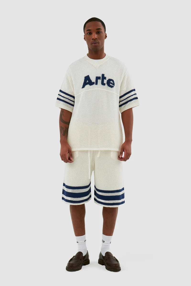 Short à rayures en tricot Shane - Blanc