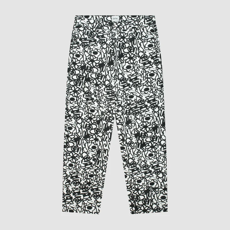 Pantalon Allover Flowers - Noir/Blanc