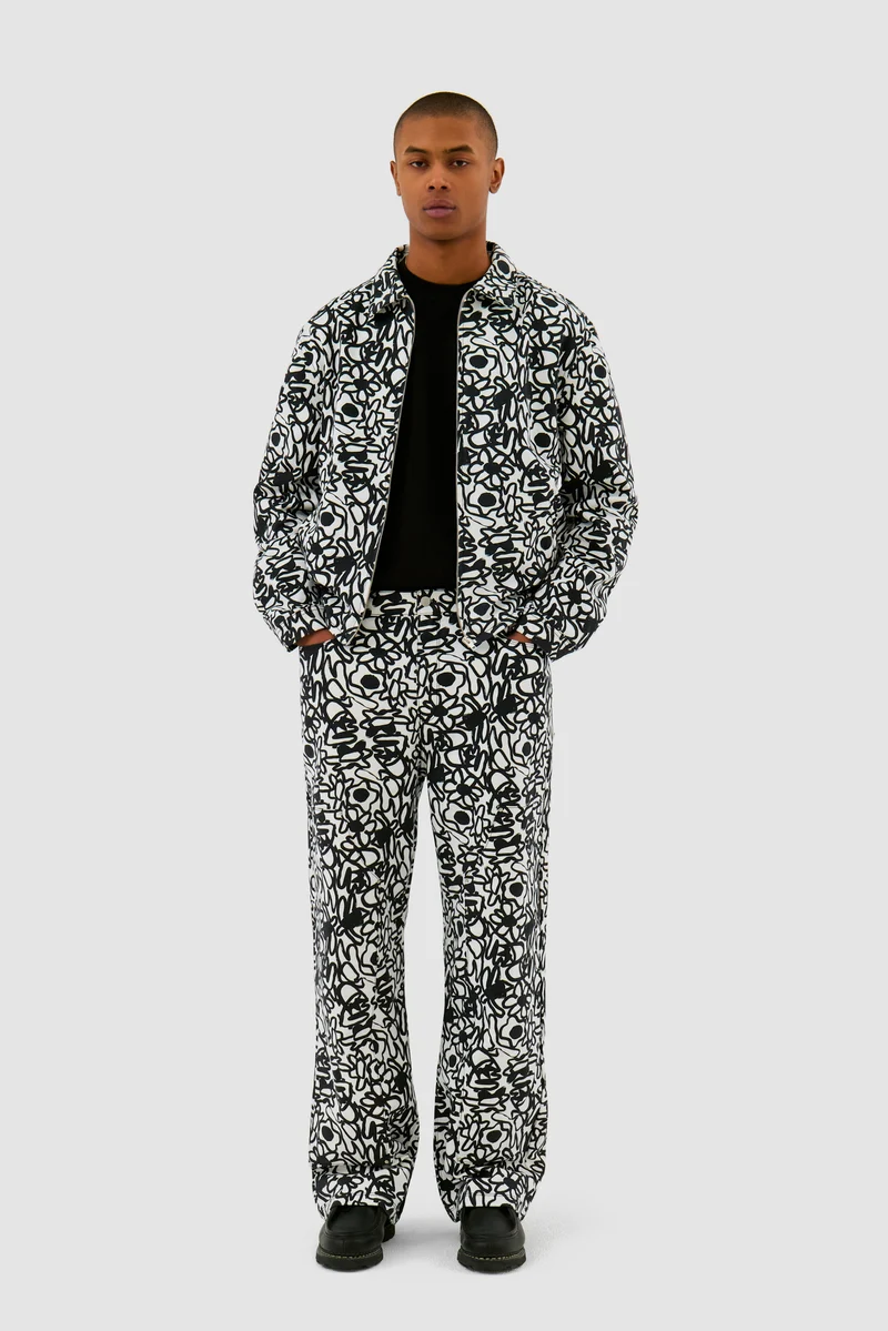 Pantalon Allover Flowers - Noir/Blanc