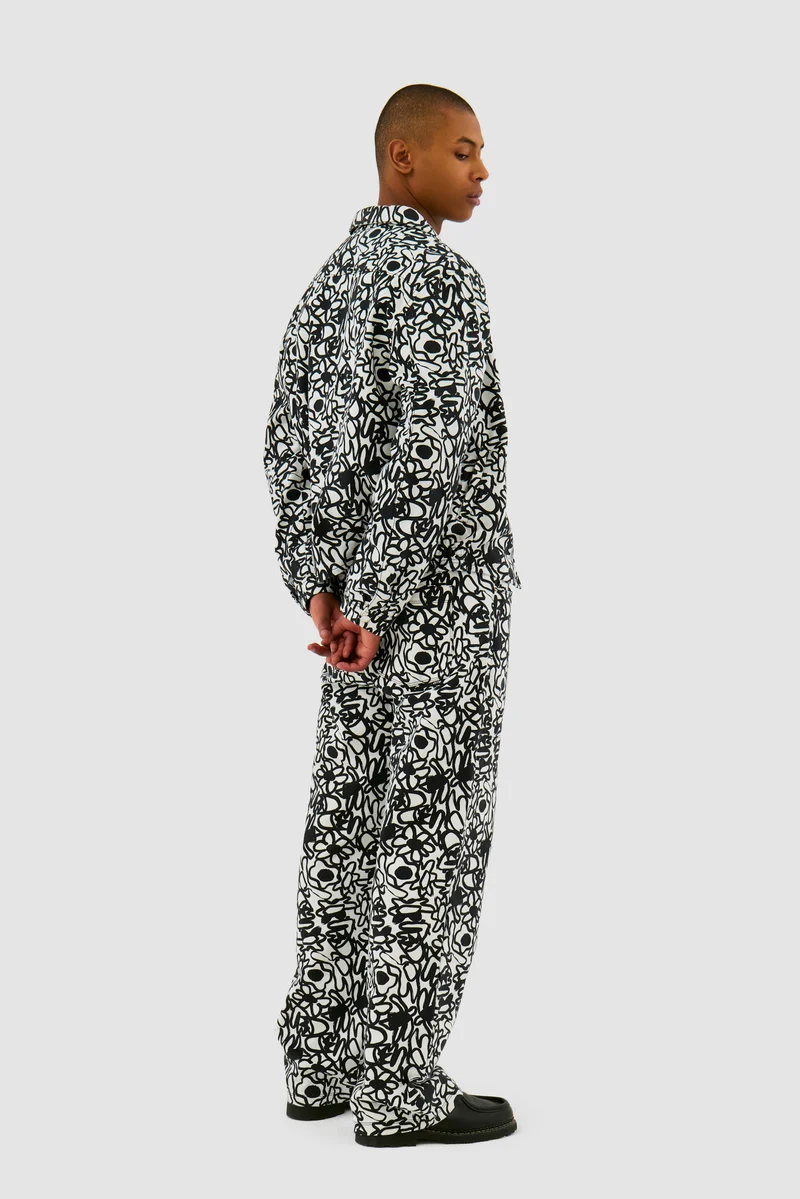 Pantalon Allover Flowers - Noir/Blanc