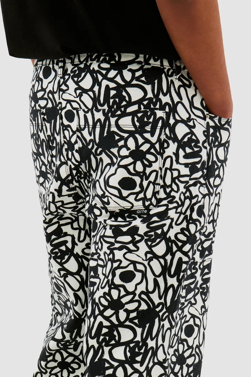 Pantalon Allover Flowers - Noir/Blanc