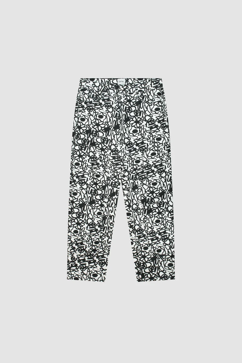 Pantalon Allover Flowers - Noir/Blanc