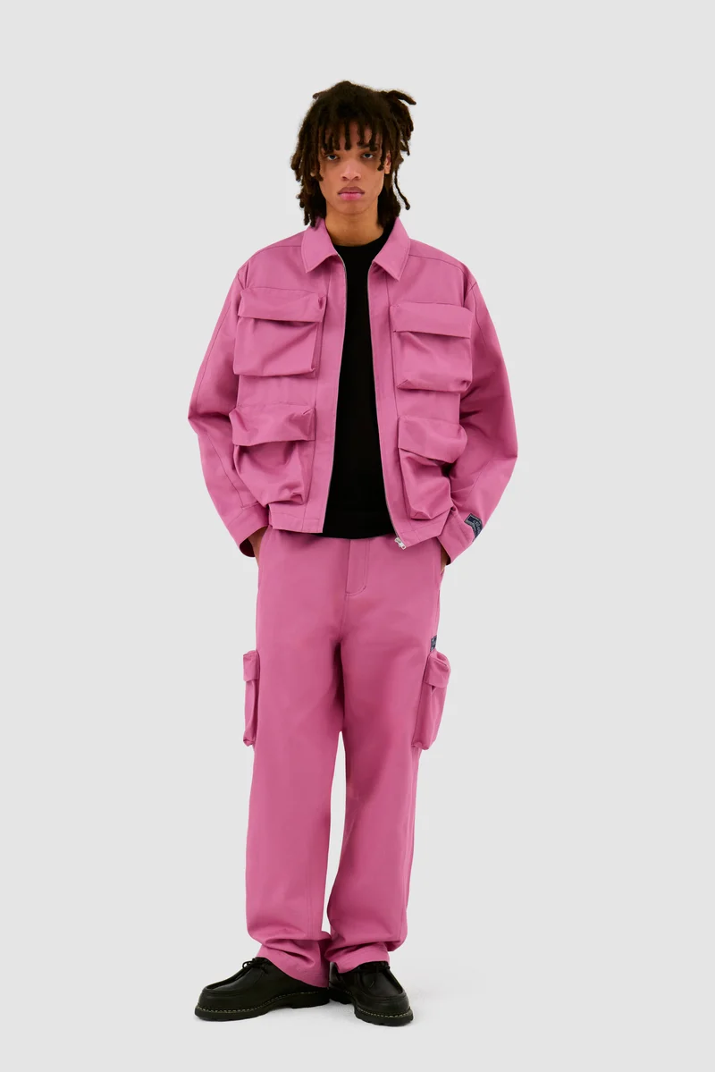 Pantalon en coton à poches 3D - Rose