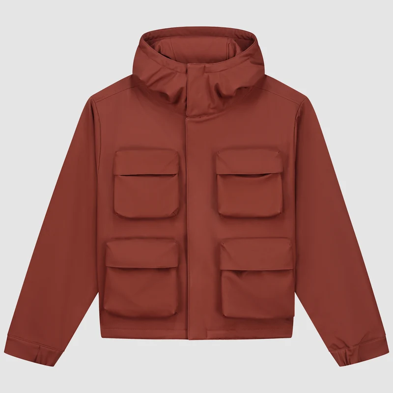 Veste à capuche en nylon avec poches 3D - Orange