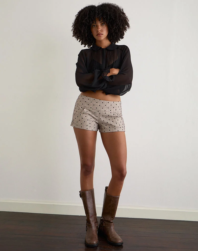 Mini-short Lumin en beige avec rayures à pois