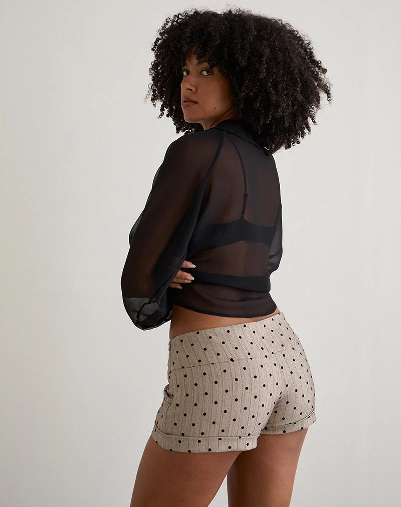 Mini-short Lumin en beige avec rayures à pois