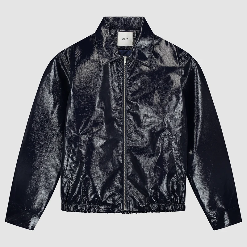 Veste en PU vernie - Marine