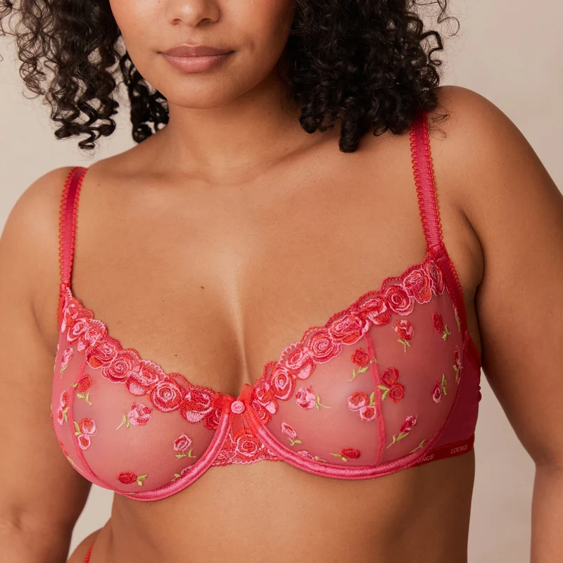 Blush Embroidered Balcony Soutien-Gorge - Rose vif