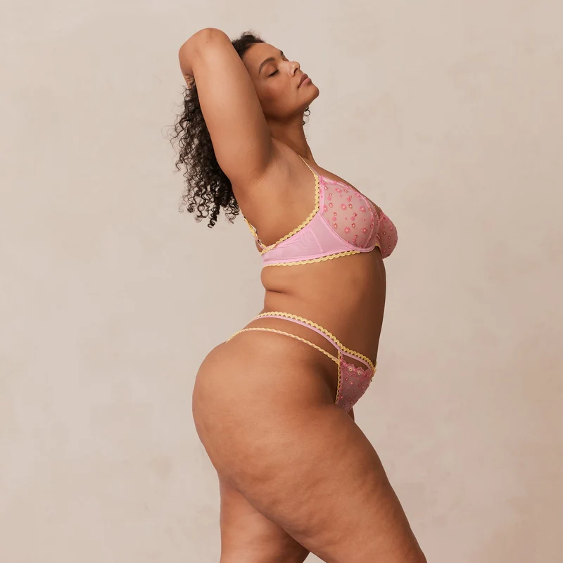 Daisy Embroidered Balcony Soutien-Gorge - Rose