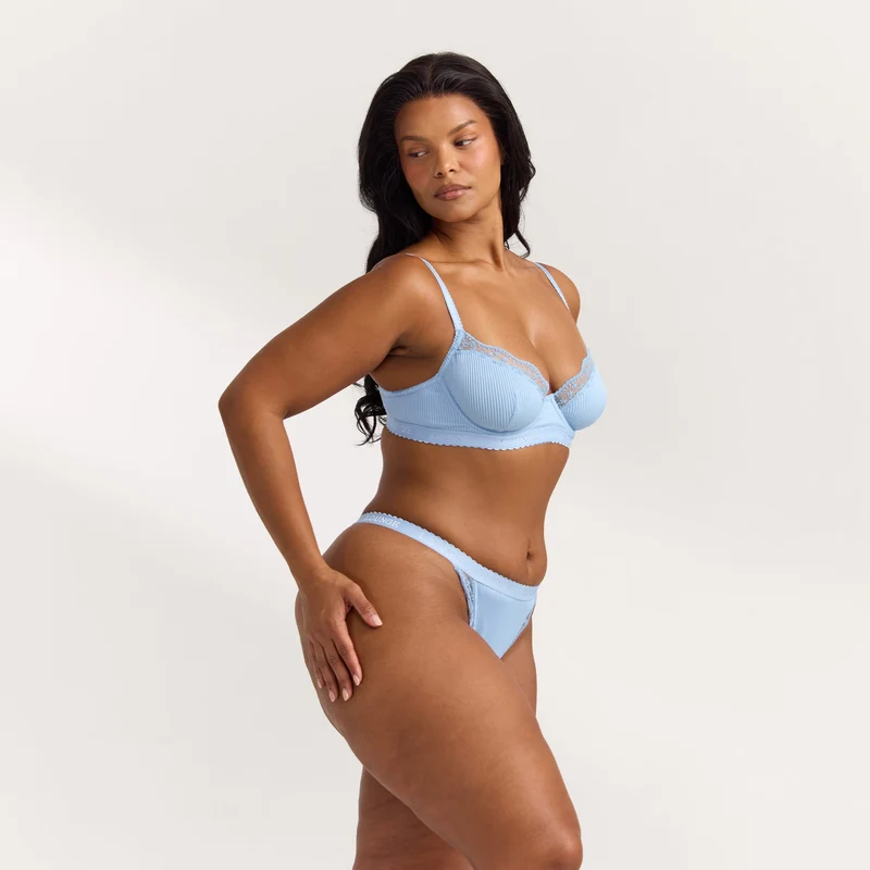 Ribbed Balcony Soutien-Gorge - Bleu