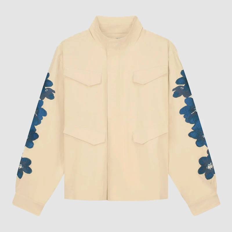 Veste brodée de fleurs - Crème