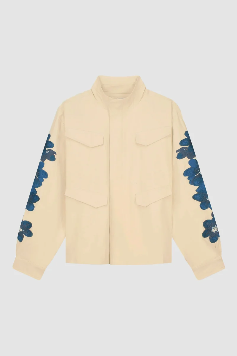 Veste brodée de fleurs - Crème