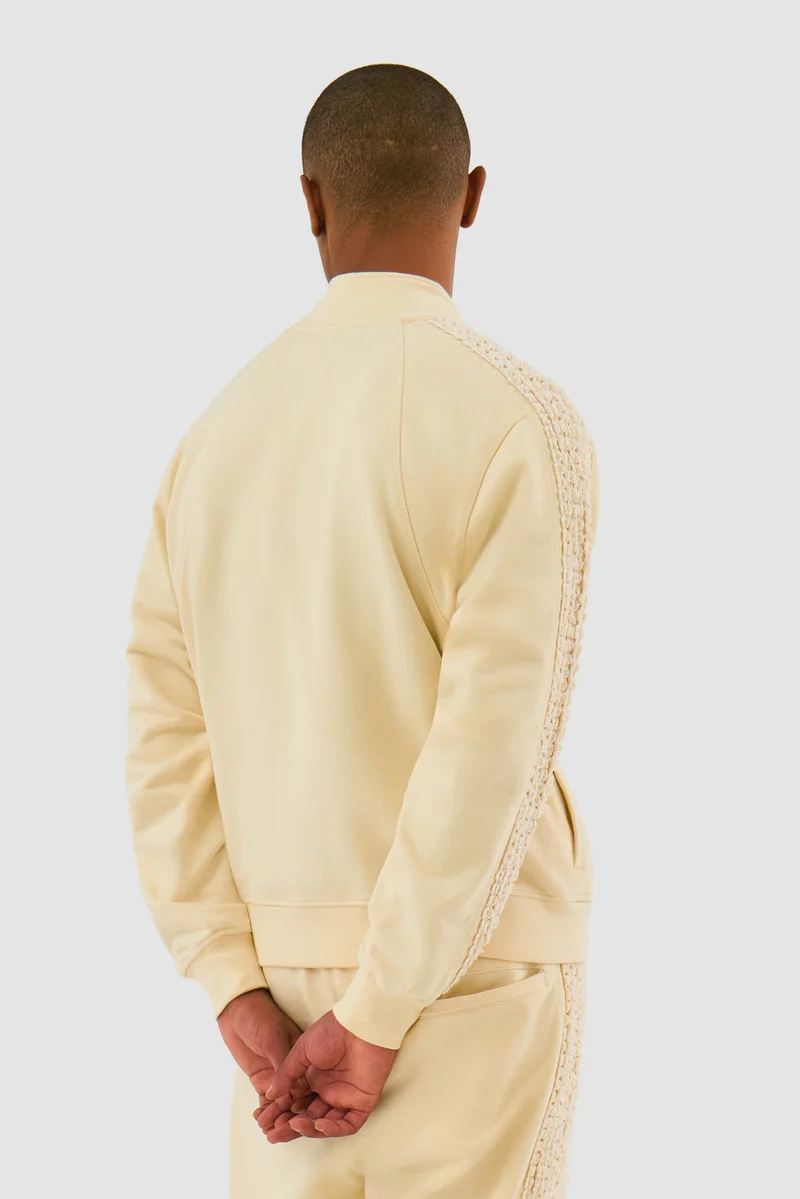 Veste à bandes fleuries - Crème
