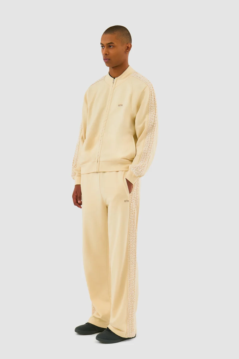 Veste à bandes fleuries - Crème