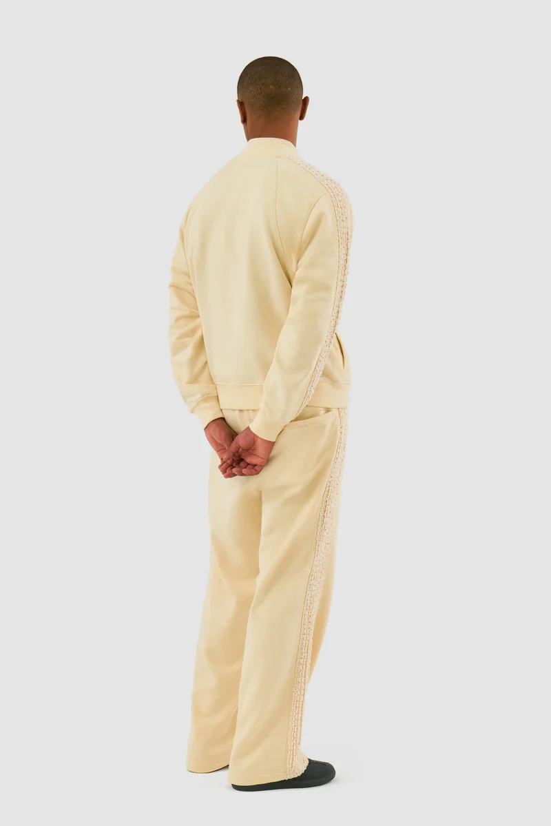 Veste à bandes fleuries - Crème