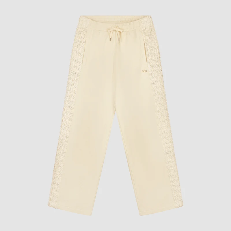 Pantalon à bandes fleuries - Crème