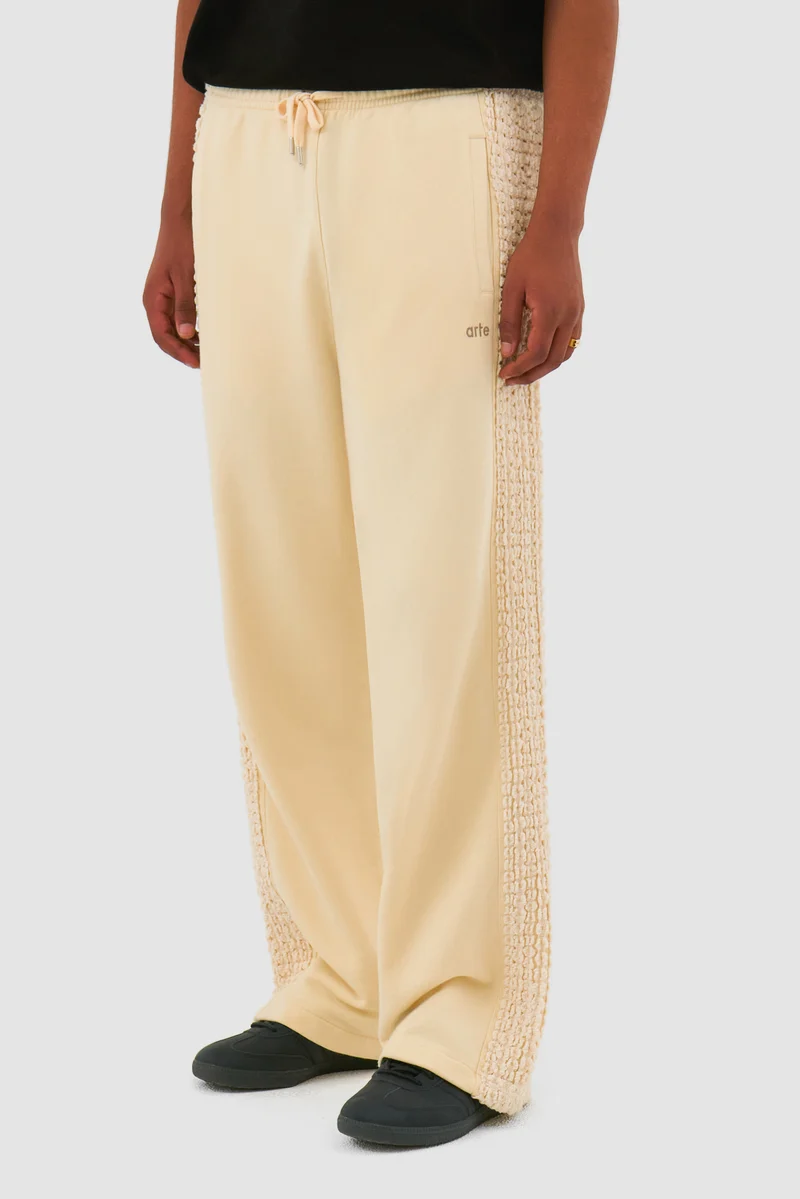 Pantalon à bandes fleuries - Crème