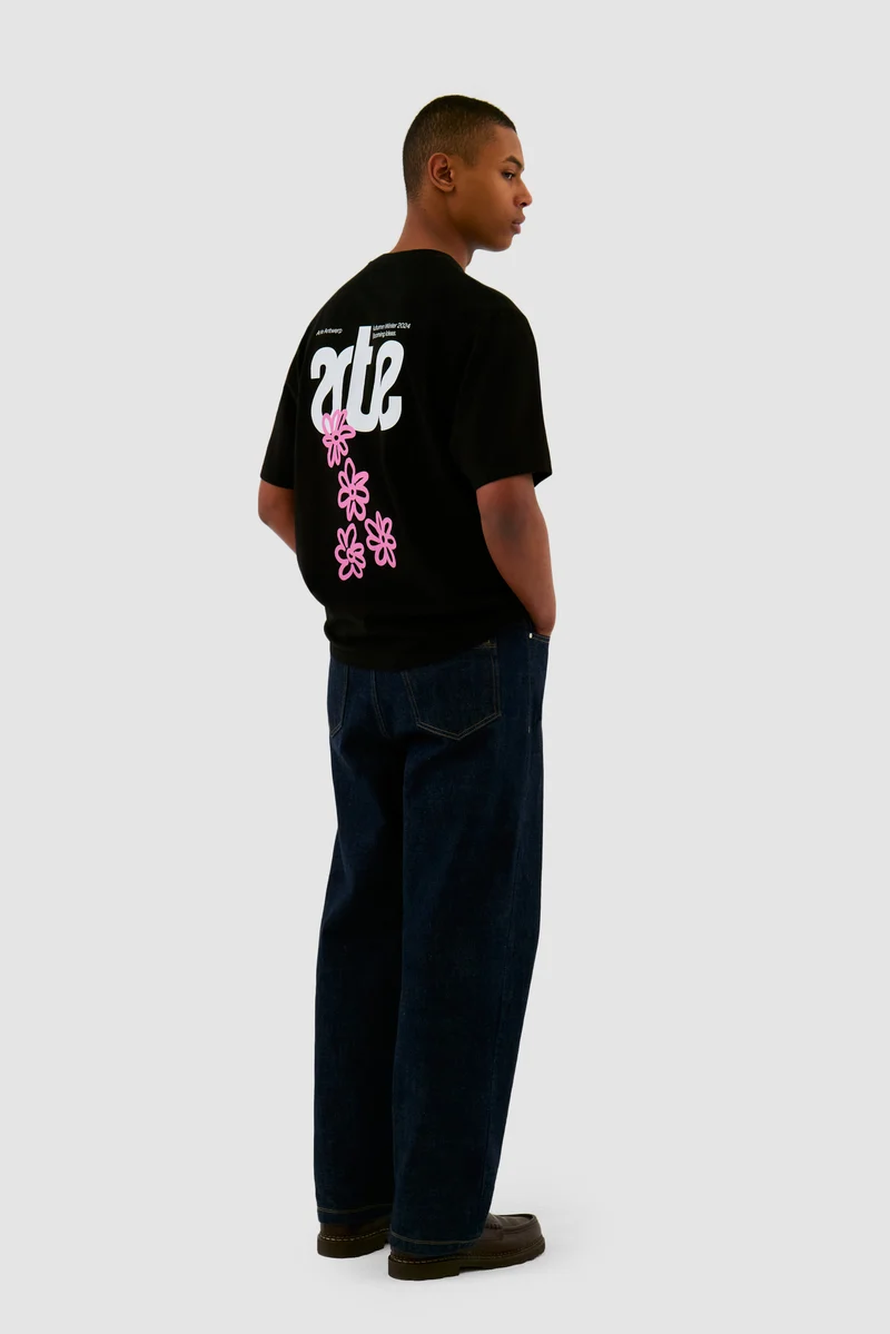 T-shirt dos fleuri - Noir