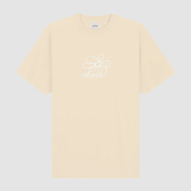 T-shirt brodé de fleurs - Crème