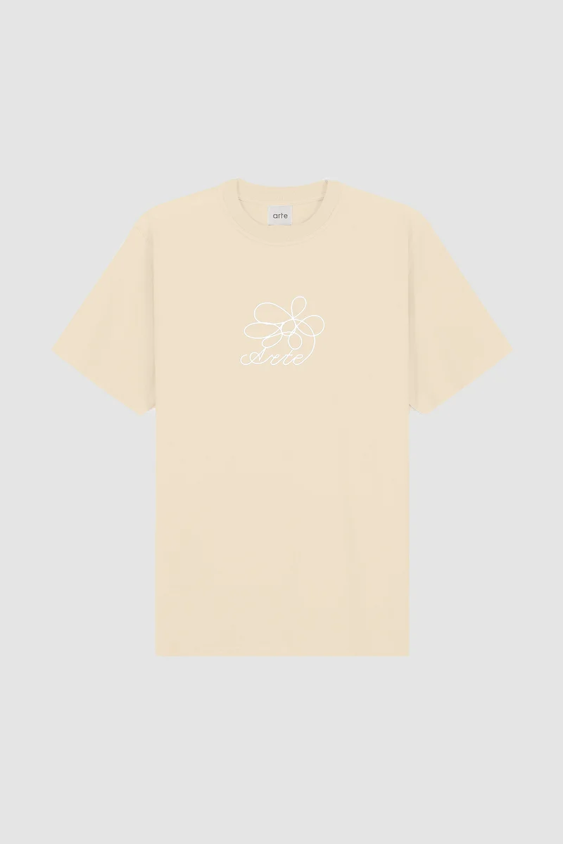 T-shirt brodé de fleurs - Crème
