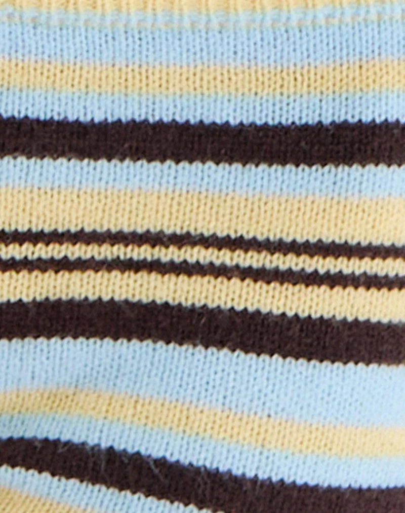 Short Niyara à rayures jaunes, bleues et marron