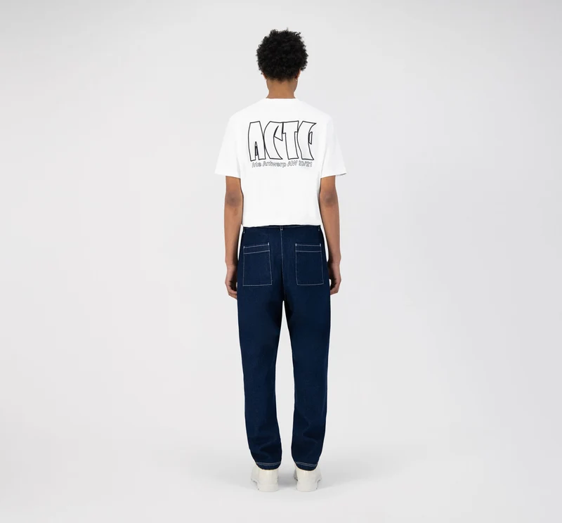 Pantalon Paul avec logo sur le devant - Denim bleu