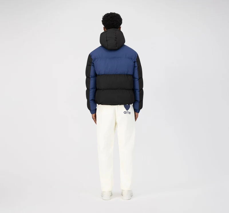 Joey Double Puffer Jacket - Bleu/Noir