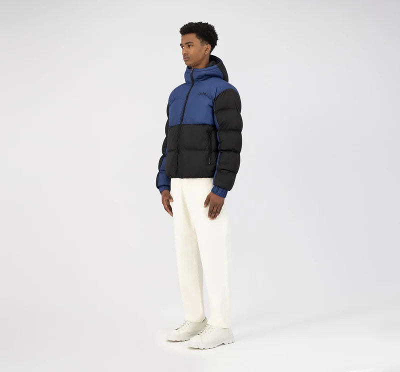 Joey Double Puffer Jacket - Bleu/Noir